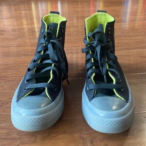 Converse High-Top Sneakers - Black and Neon Green